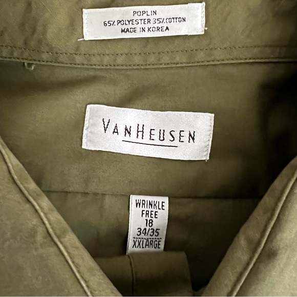 Van Heusen Long Sleeve Poplin Button Down Shirt Olive Men’s Sz XXL - Picture 7 of 8